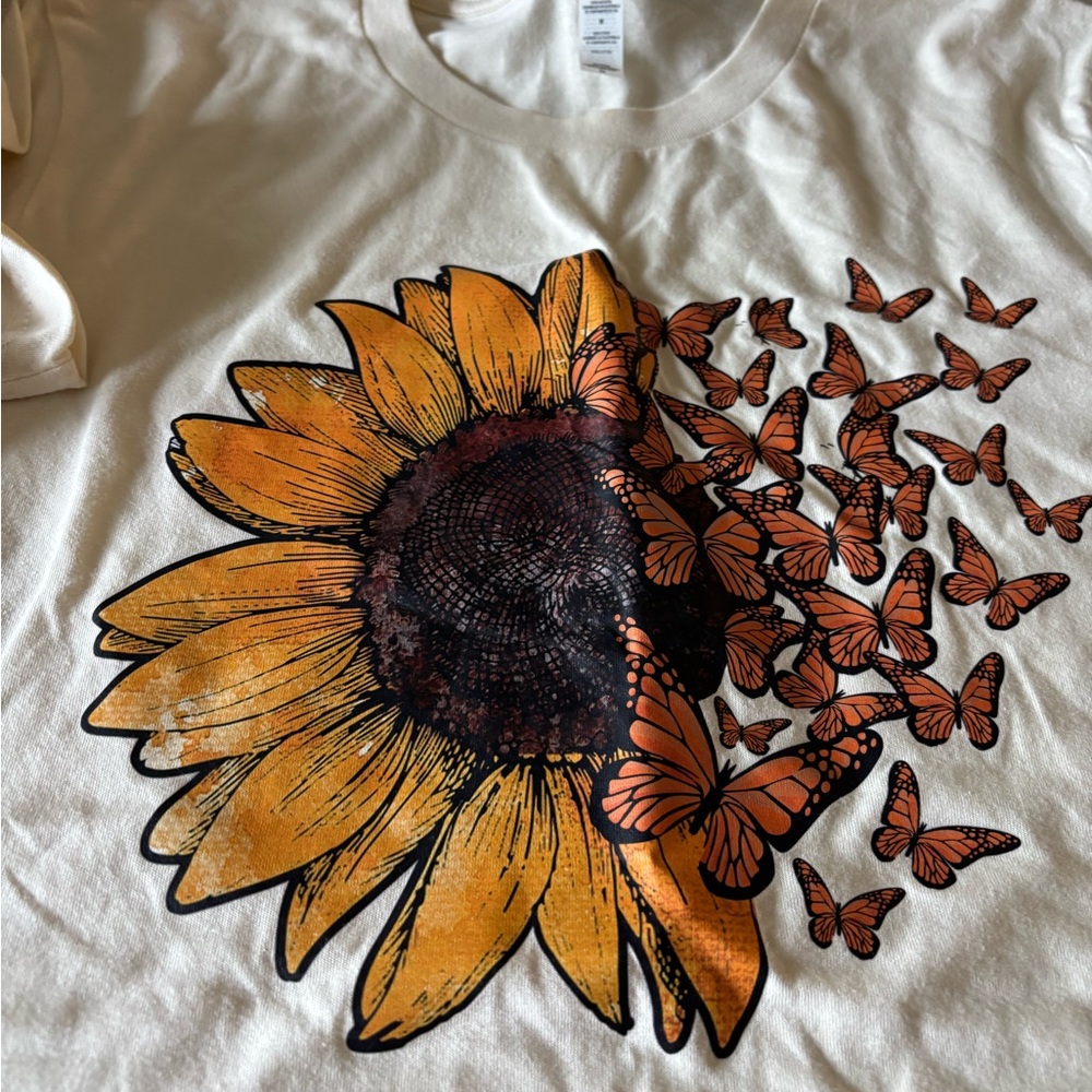 Sunflower and Butterfly Graphic Tee